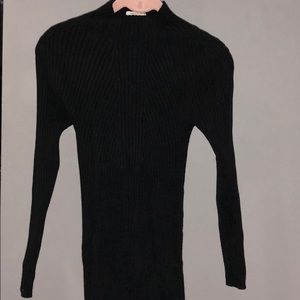 Black Mock-Neck Long Sleeve Dress